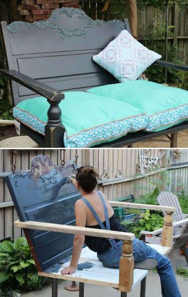 #1 UP-CYCLE a headboard into a beautiful outdoor couch