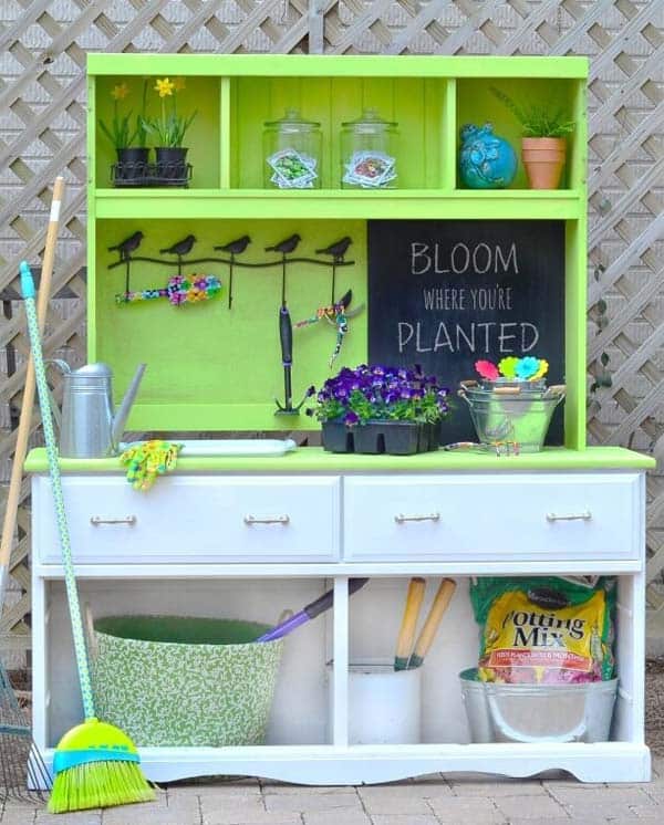 #10 RE-PURPOSE an old kitchen cabinet into a potting station