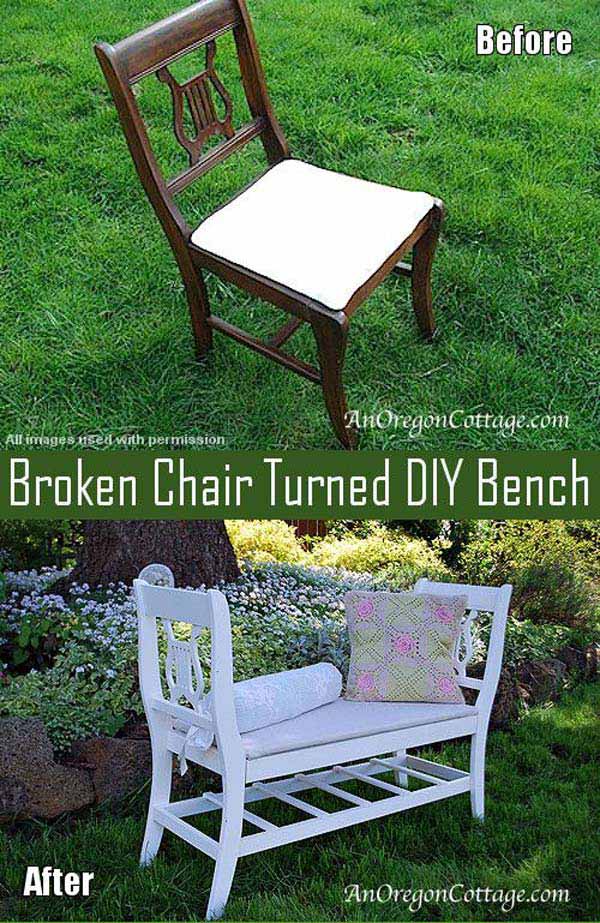 #13 realize a diy bench out of two broken chairs
