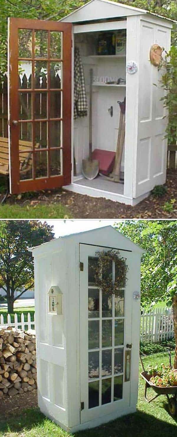 #3 Build a small shed out of old doors and store your tools