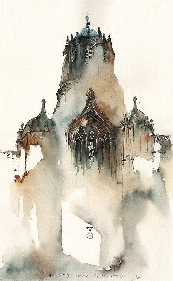 #15 UNDERSTAND THAT FOR BEGINNERS A SIMPLE SKETCH OF A DULL PAINTED CATHEDRAL CAN BE A START