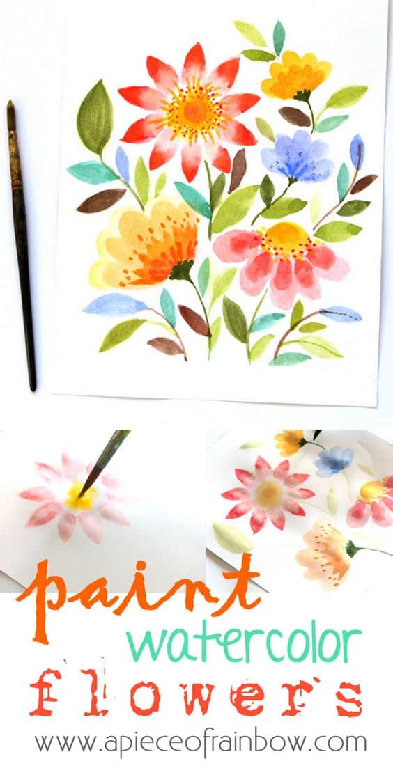 #12 USING WATER COLORS TO DISPLAY THE BEAUTY OF COLORFUL FLOWERS CAN BE MADE POSSIBLE WITH A PAINT BRUSH