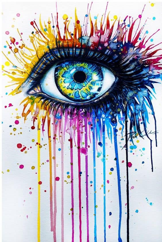 #11 IMAGINE DOING A COLLAGE OF AN EYE FILLED WITH TEARS USING A MIX OF PRIMARY AND SECONDARY COLORS