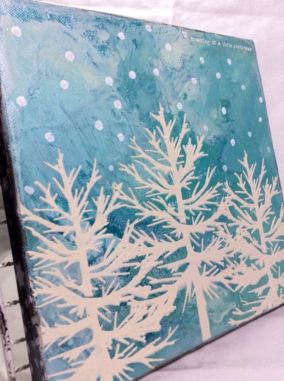 #2 ENVISION A CANVAS WITH A SKY BLUE BACKGROUND DEPICTING NATURE IN A SNOWY WEATHER