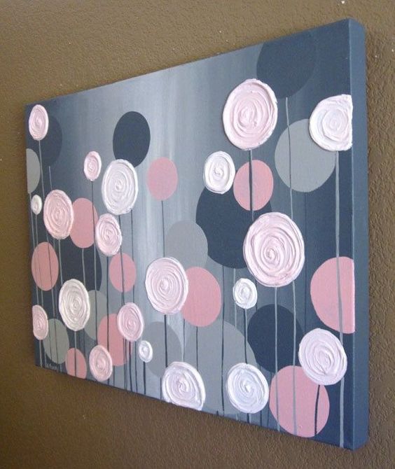 19 Easy Canvas Painting Ideas (2) #3 LEARN TO PAINT BY EXPERIMENTING WITH COLORS THAT BLEND EASILY LIKE PINK AND GREY WITH SPOTS OF WHITE IN BETWEEN