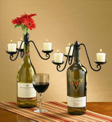 Wine bottles craft candelabras