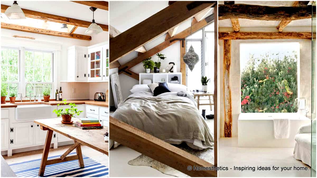 32 Stunning Design Ideas For Spaces Emphasized by Exposed Wooden Beams