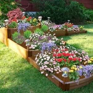raised planter box for flower garden