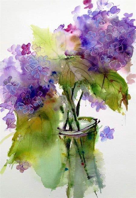 watercolor lilac canvas painting