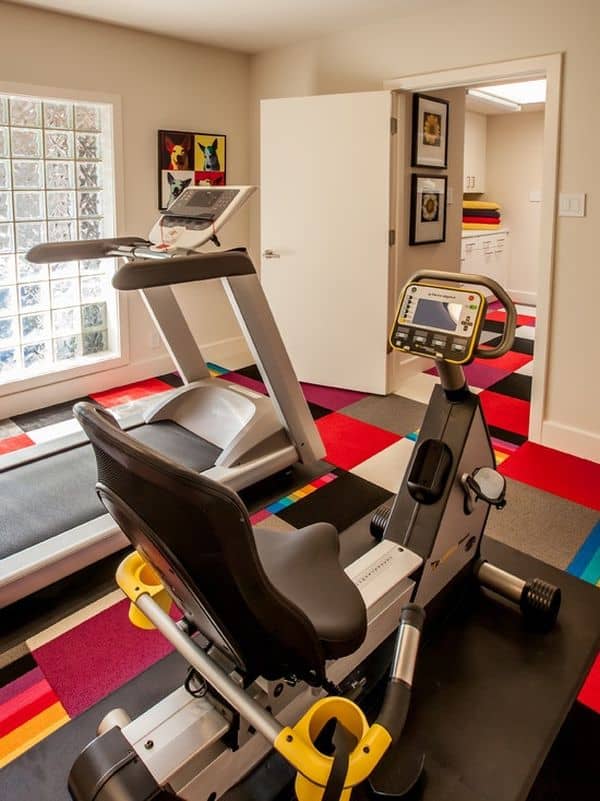 A colorful flooring can really animate your gym