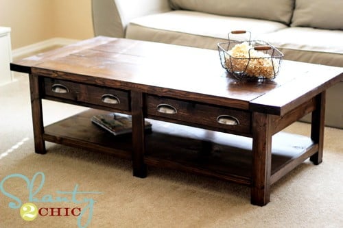 BENCHRIGHT COFFEE TABLE - RUSTIC COFFEE TABLE FROM PINE BOARDS