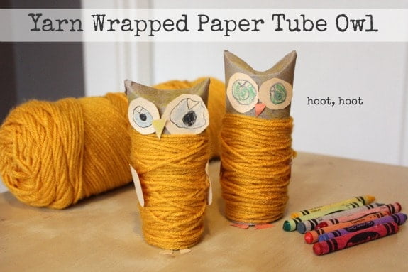 Yarn-Wrapped-Paper-Tube-Owl-Toilet Paper Roll Crafts 