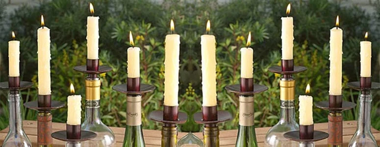 Transform empty bottles into candelabra