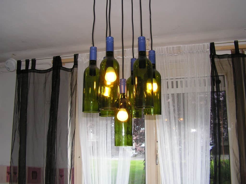 wine-bottles decorated chandelier