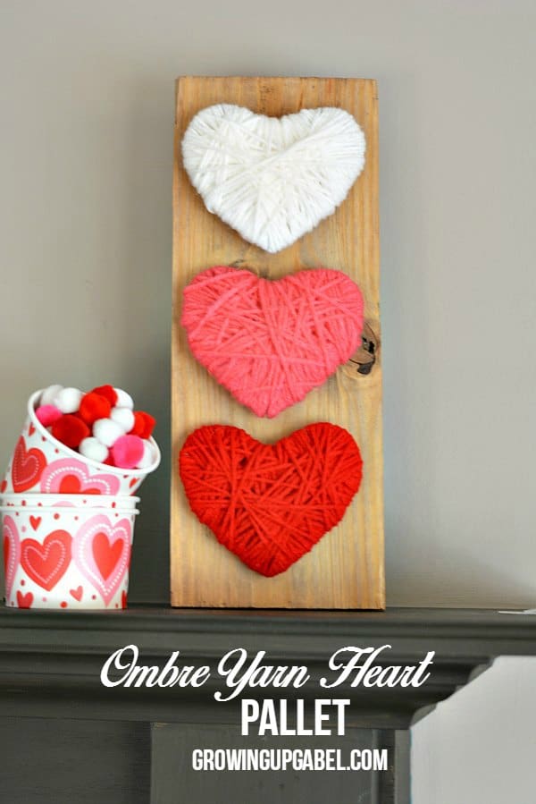 #14. OMBRE YARN  HEART WALL  ART PALLET