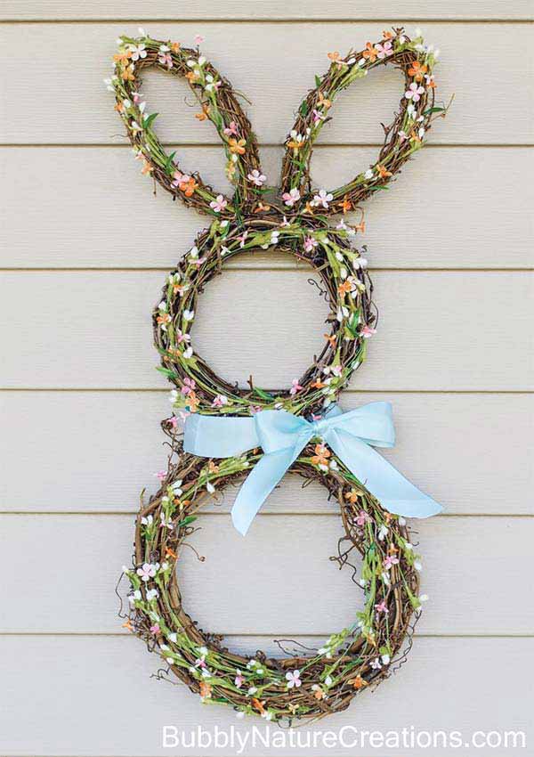 #12 bunny shaped wreath welcoming guests beautifully