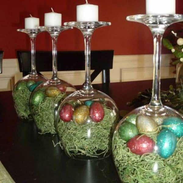#15 use champagne glasses to realize the ultimate Easter centerpiece