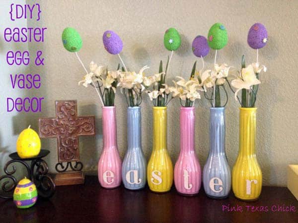 #26 diy Easter eggs and vase decor installation