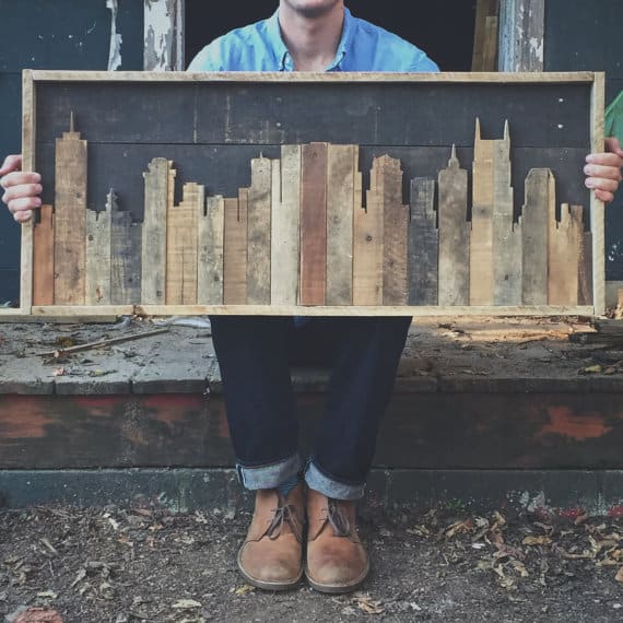 #69. PALLET WOOD CITYSCAPE WALL ART