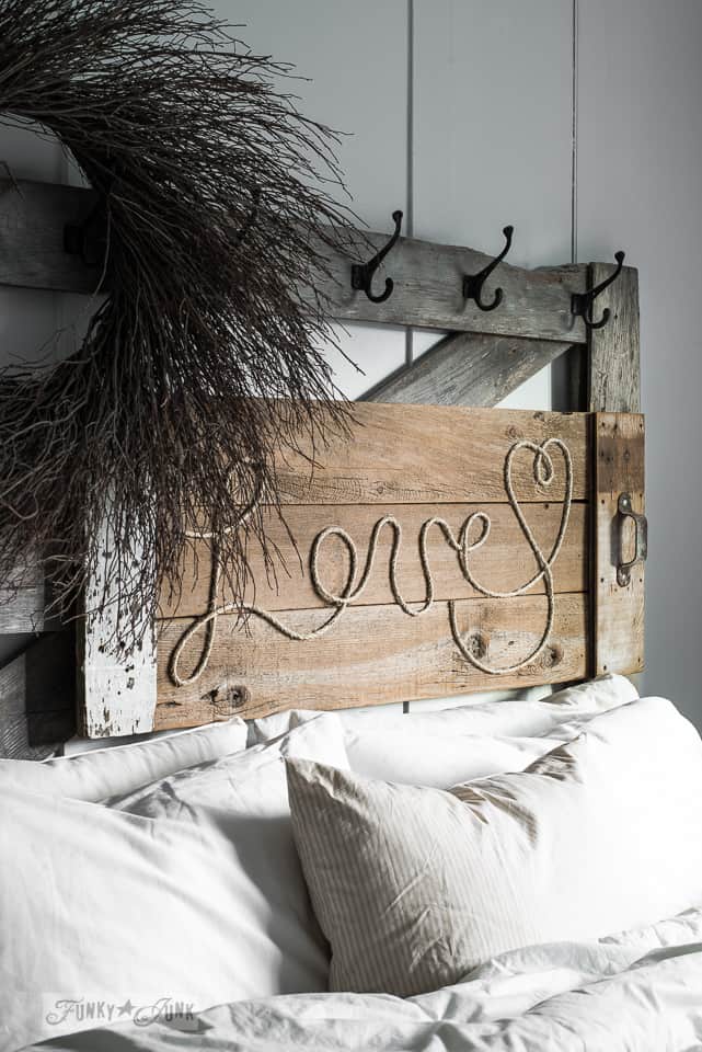 #8. WOODEN HEADBOARD WITH A SPECIALLY DESIGNED ROPE MESSAGE