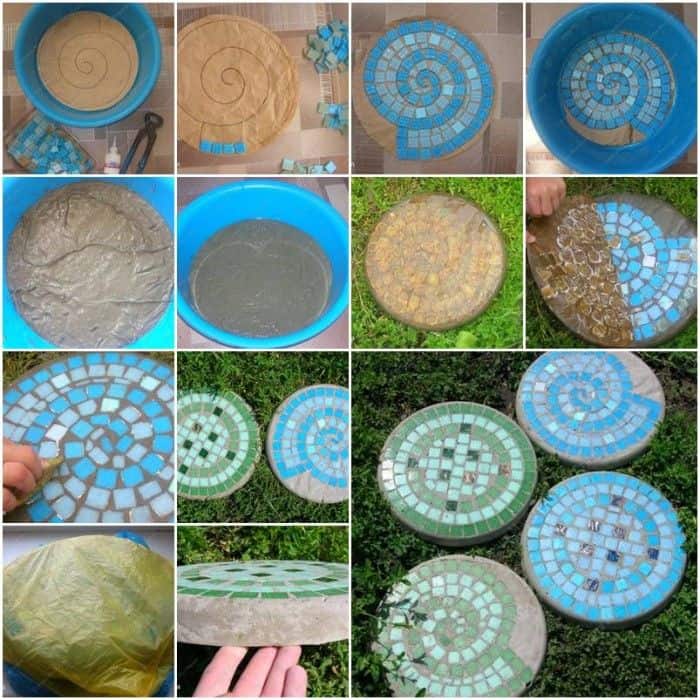 MOSAIC TILE GARDEN STEPPING STONES