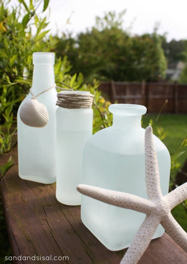 FROSTY SANDBLASTED SEA GLASS VASES