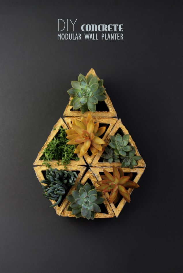 CONCRETE MODULAR GEOMETRIC WALL PLANTERS