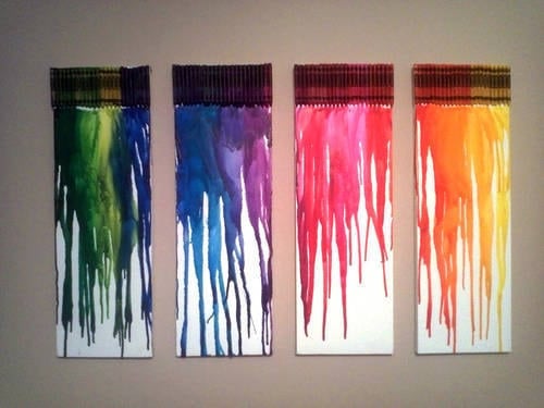 DIY ART - MELTED CRAYON CANVASES