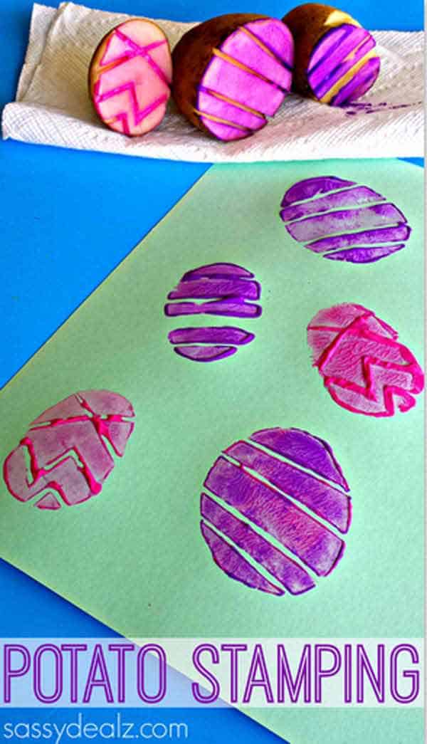 Colorful potato stamping