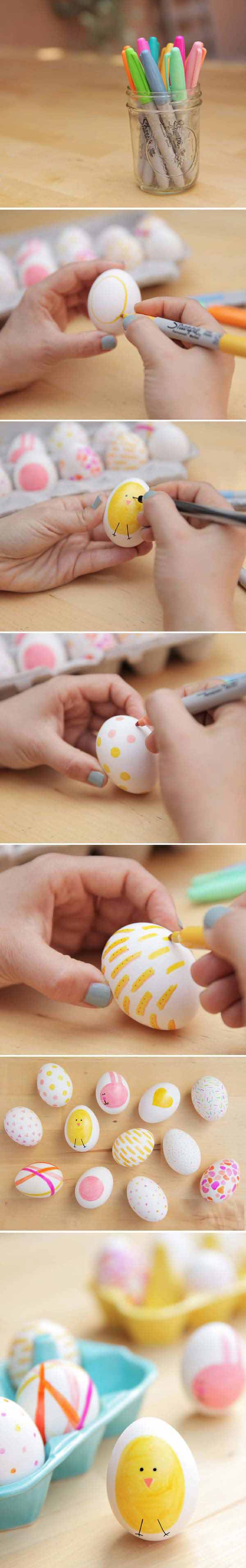 Use sharpies to decorate a few Easter eggs differently