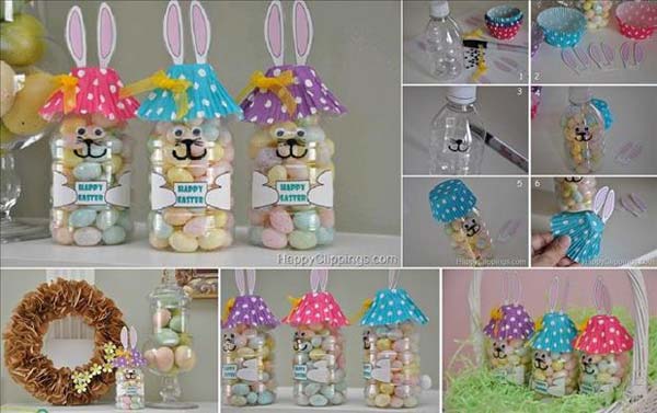 Recycle plastic bottles into Easter bunnies