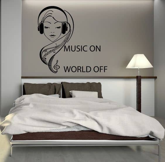 #18  For the teenager who loves music it is possible to style their wall with stickers depicting their passion