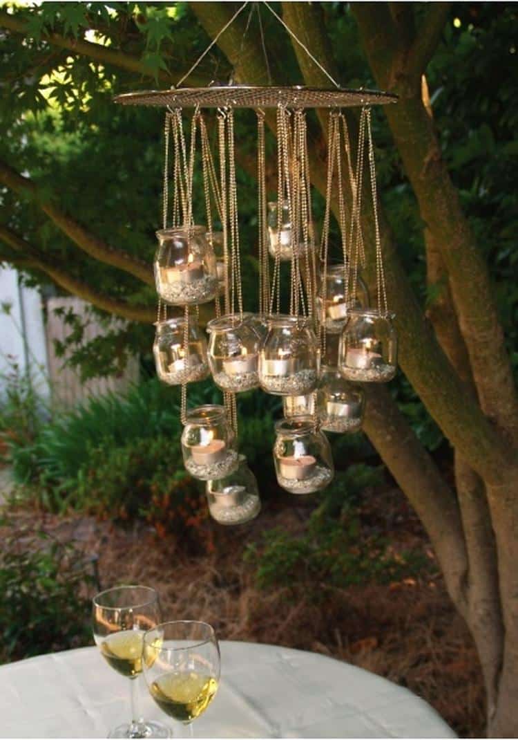 1. A GLORIOUS MASON JAR CANDLE HOLDER CHANDELIER