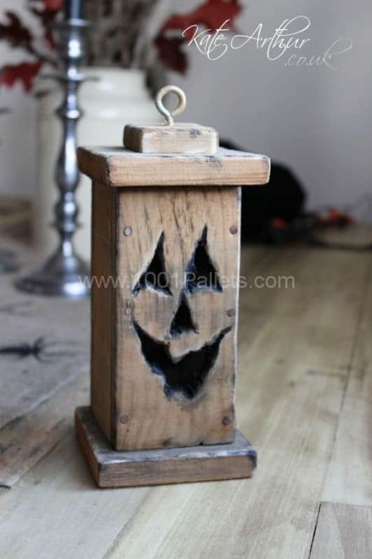 14. OLD WOOD COMPOSED INTO A HALLOWEEN GARDEN LANTERN