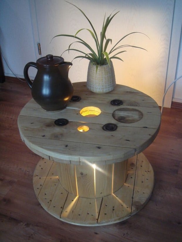 11. A SPOOL TABLE NESTLING LIGHT