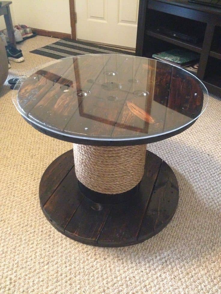 12. GLASS TOPPED ROPE WRAPPED COFFEE TABLE