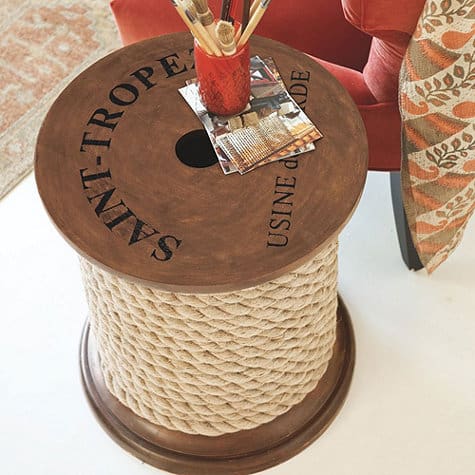 14. A NAVY THEMED SPOOL TABLE