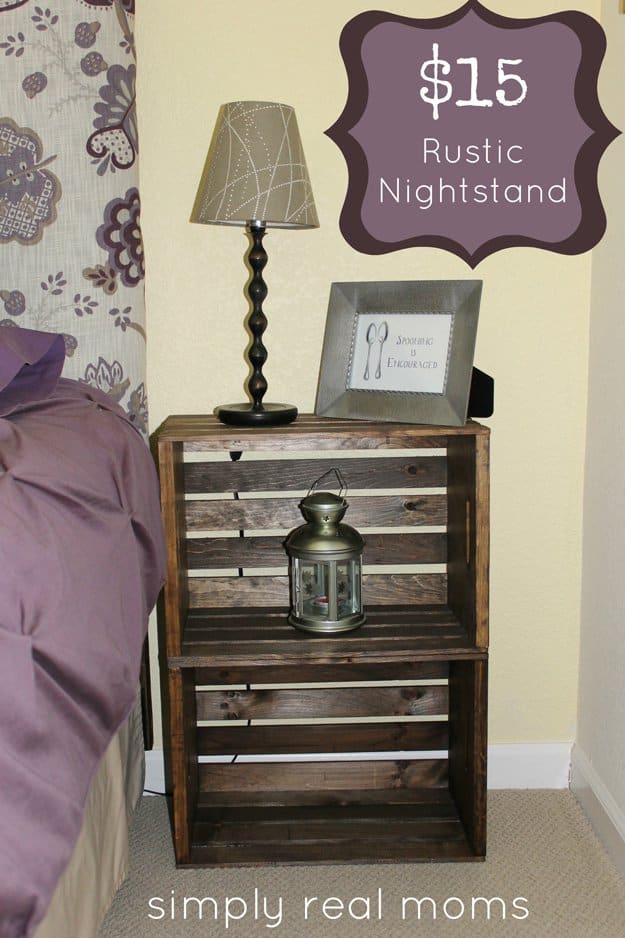 15. TWO WOODEN BOXES SHAPING A RUSTIC NIGHTSTAND