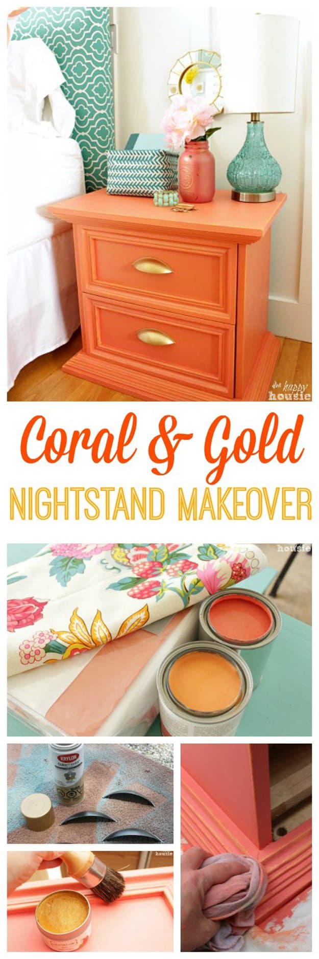 25. NESTLE A CORAL AND GOLD NIGHTSTAND IN YOUR DECOR