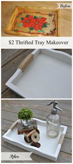 2 dollars thrift sotre tray makeover