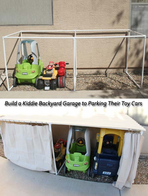 10. BUILD A COOL GARAGE IN THE BACKYARD FOR TOYS AND CARS