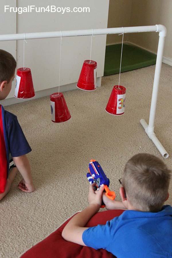 17. MAKE SWINGING TARGETS OUT OF PLASTIC CUPS
