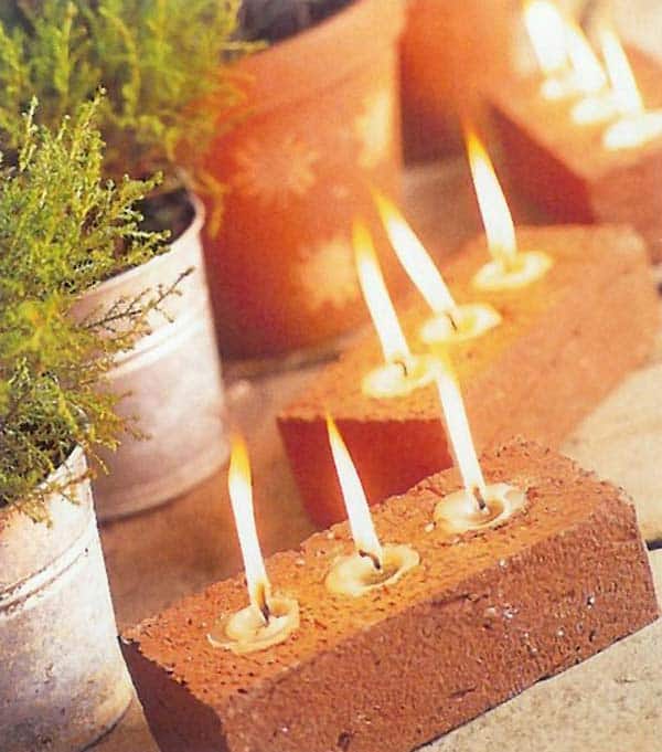 4. create brick tea lights for festive entertaining