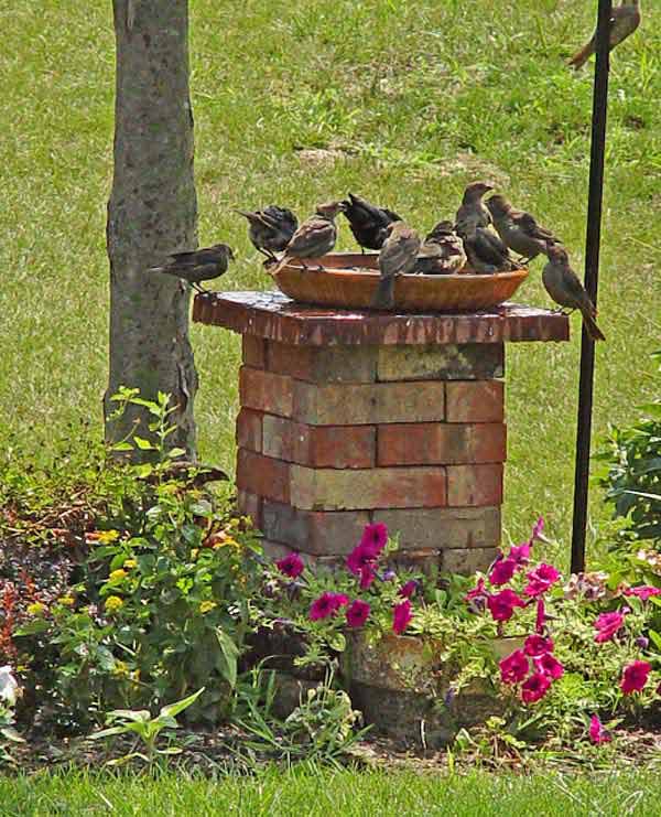 13. raise your brick birdbath stand to new heights