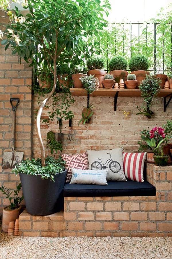 15. use bricks to create a cozy seating area