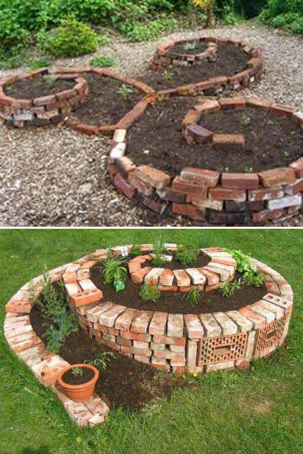 8. construct a brick spiral garden