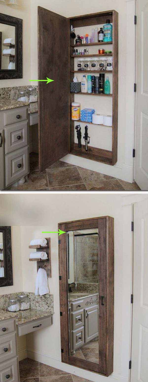 27. MIRROR UNIT WITH PRACTICAL TALL THIN STORAGE BACK