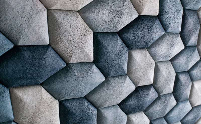 9. Indigo Acoustic Tiles resembling rocks by Luffa Lab