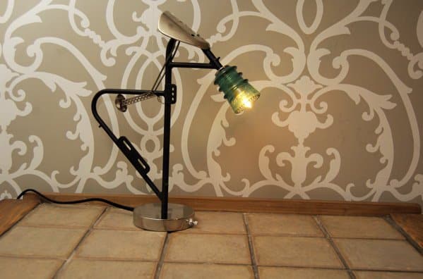 17. an industrial looking lamp for a modern decor