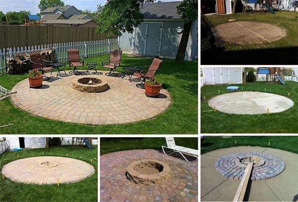 BEAUTIFUL HANDMADE CIRCULAR FIRE PIT SITTING AREA